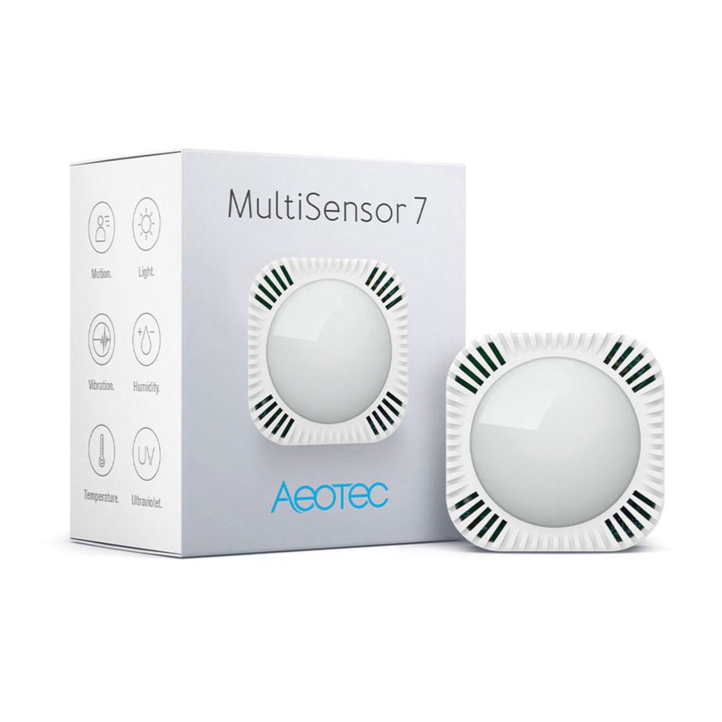Abbildung Aeotec Multisensor 7 inklusive Verpackung.